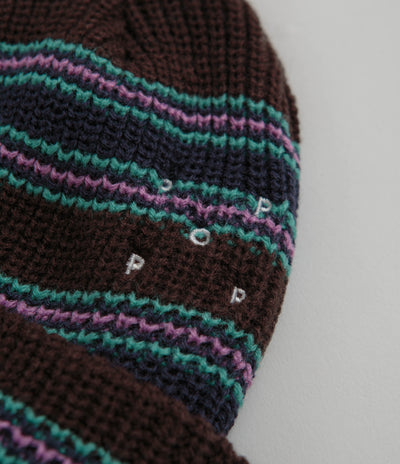 Pop Trading Company Striped Beanie - Delicioso / Peacock Green