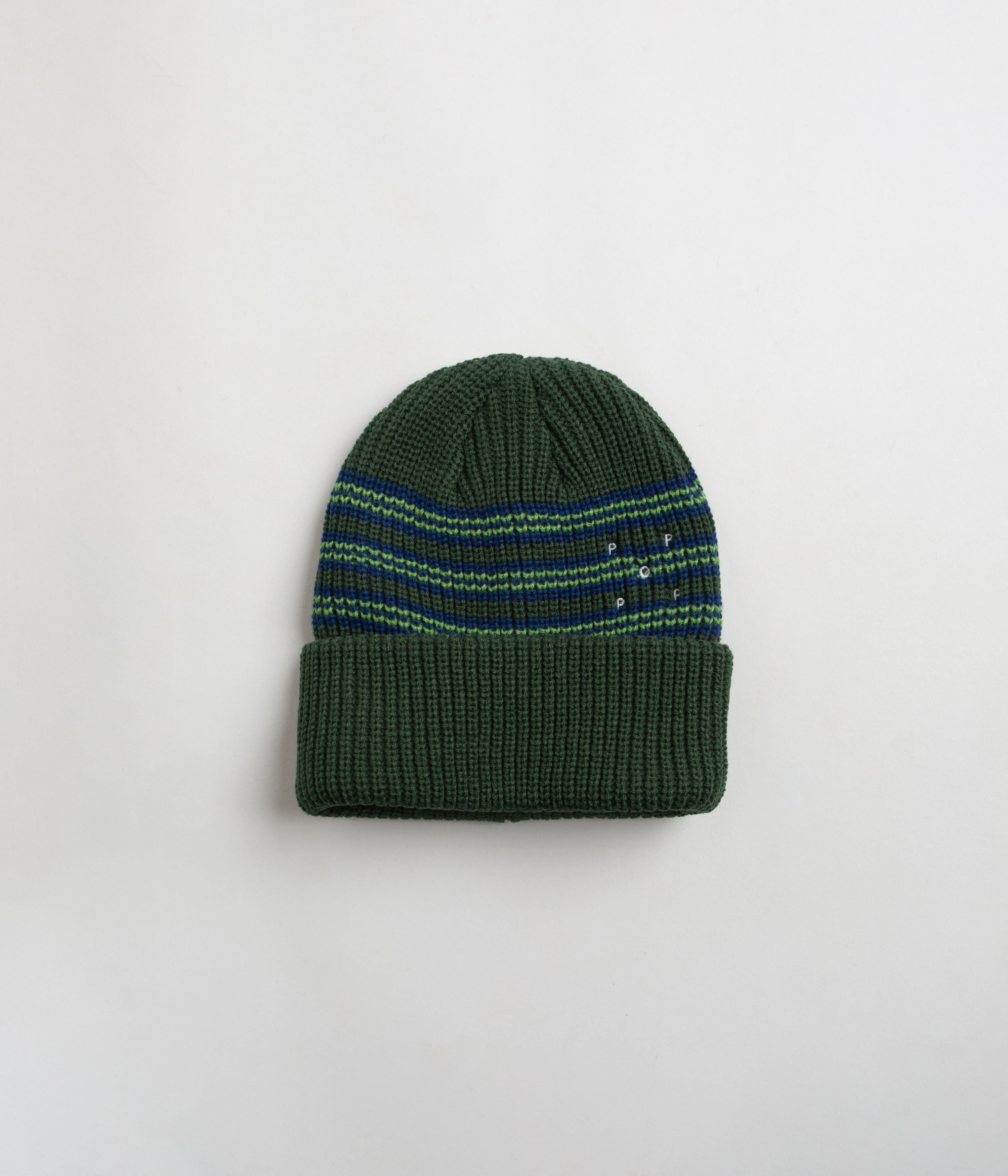 Pop Trading Company Striped Beanie - Green