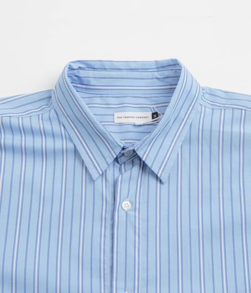 Pop Trading Company Striped Logo Shirt - Blue | flatspot