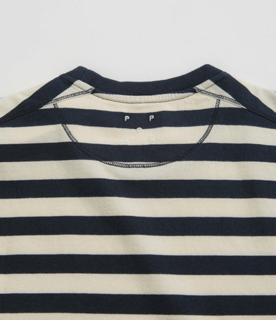 Pop Trading Company Striped Pocket T-Shirt - Navy / Off White