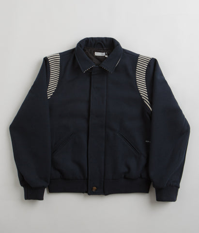 ジャケット・アウター POP TRADING COMPANY STRIPED JACKET Pop Trading Company - Striped Panelled Jersey Varsity Jacket