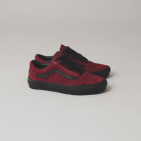 Vans Skate Old Skool Shoes - Hairy Suede Black / Burgundy thumbnail