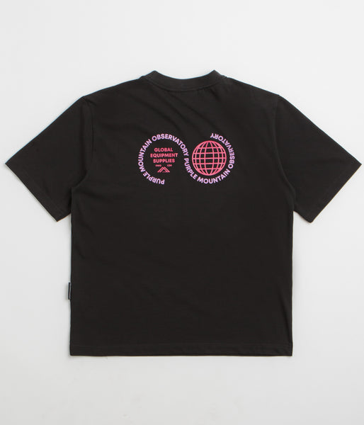 Purple Mountain Observatory Globe T-Shirt Black Purple Flatspot