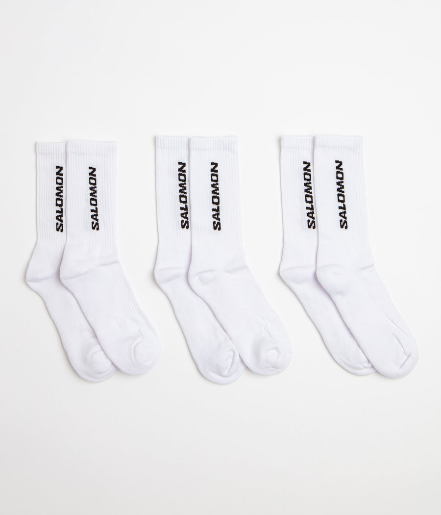 Salomon Everyday Crew Socks (3 Pack) in White and White / White