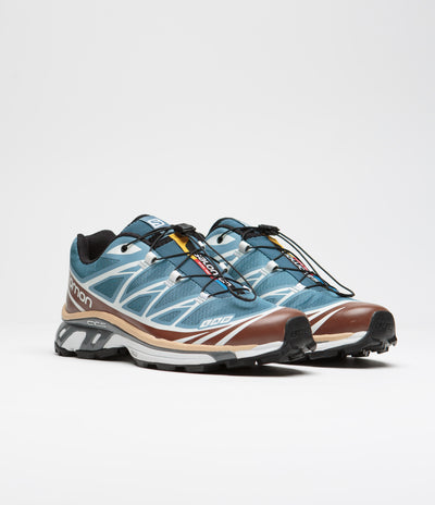 Salomon XT-6 Shoes in Aegean Blue and Tortoise Shell / Hazelnut