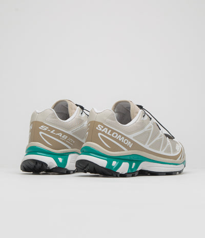Salomon XT-6 Shoes in Rainy Day and Chinchilla / Dynasty Green