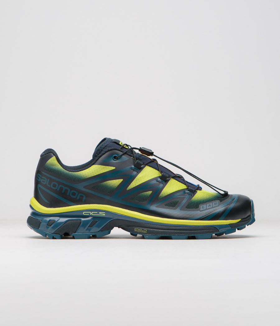 Salomon XT-6 Skyline Shoes in Carbon and Sunny Lime / Sulphur Spring