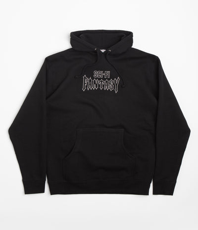 Sci-Fi Fantasy Biker Studded Hoodie in Black