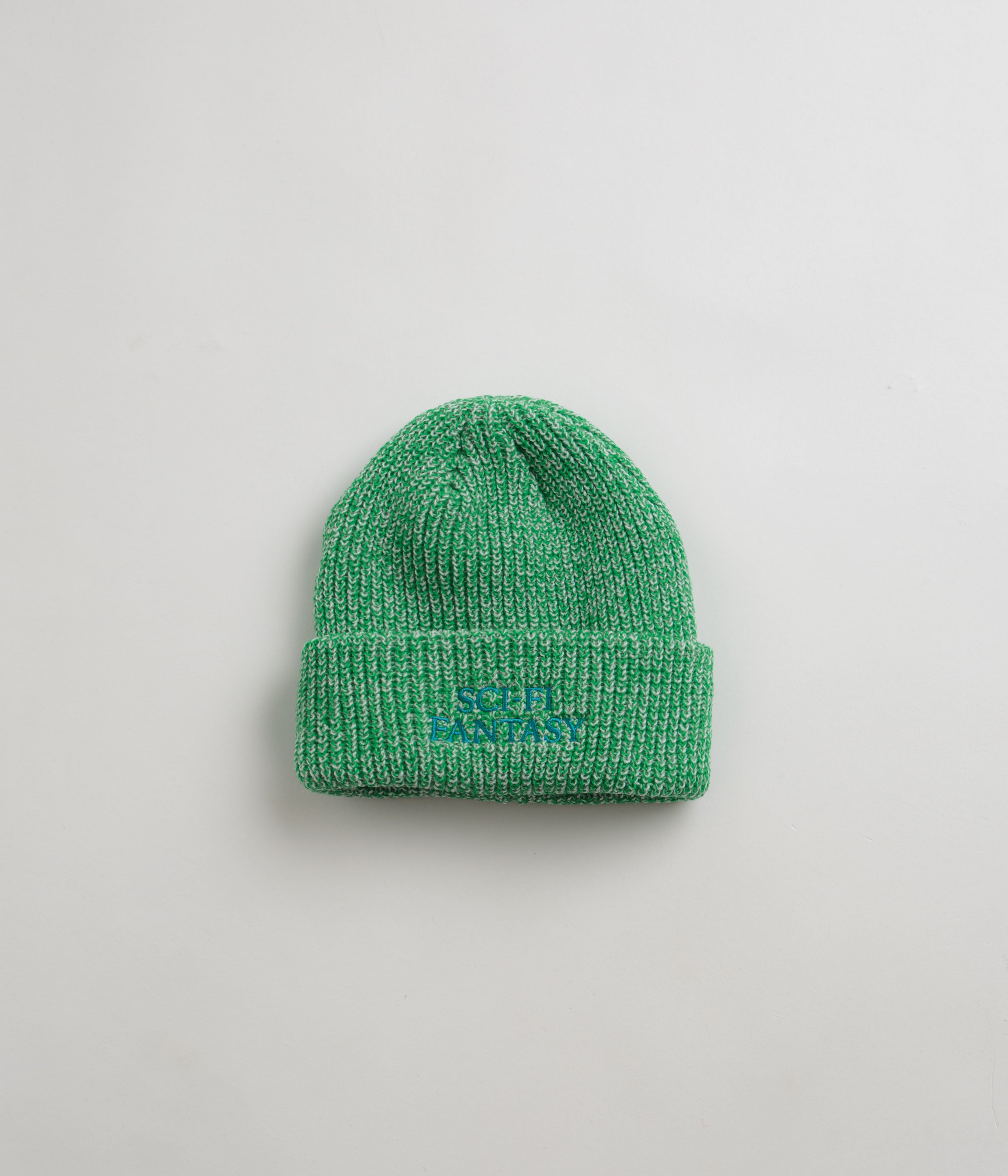 Sci-Fi Fantasy Mixed Yarn Logo Beanie - Green / Cream