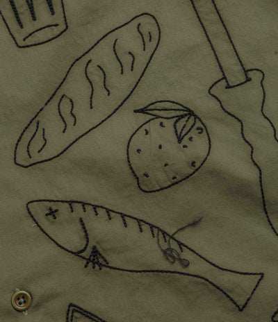 Service Works Light Twill Picnic Short Sleeve Shirt in Olive