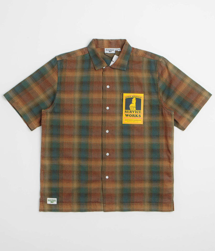 Service Works Plaid Resort Short Sleeve Shirt - Brown