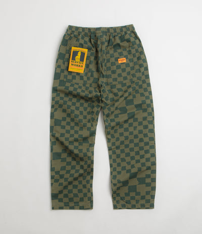 Service Works Printed Chef Pants in Olive Checker