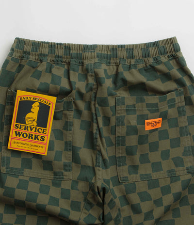 Service Works Printed Chef Pants in Olive Checker