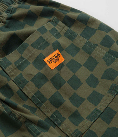 Service Works Printed Chef Pants in Olive Checker