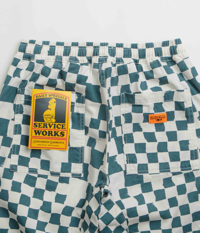 Service Works Printed Chef Pants in Teal Checker