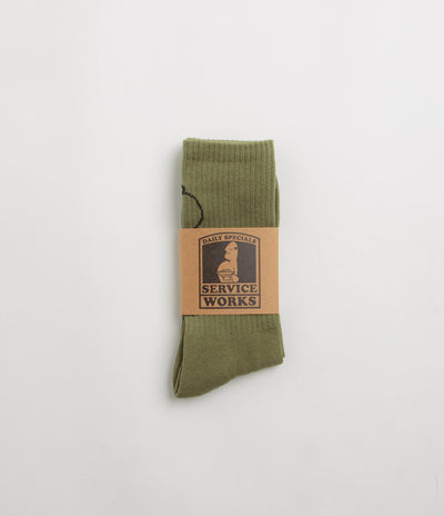 Service Works Salt + Pepper Socks in Olive