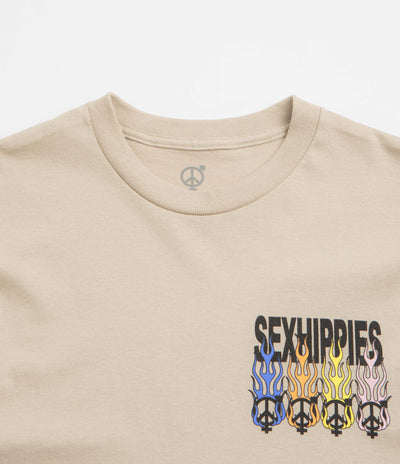 Sexhippies Flame Circle T-Shirt in Sand
