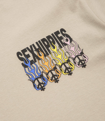 Sexhippies Flame Circle T-Shirt in Sand