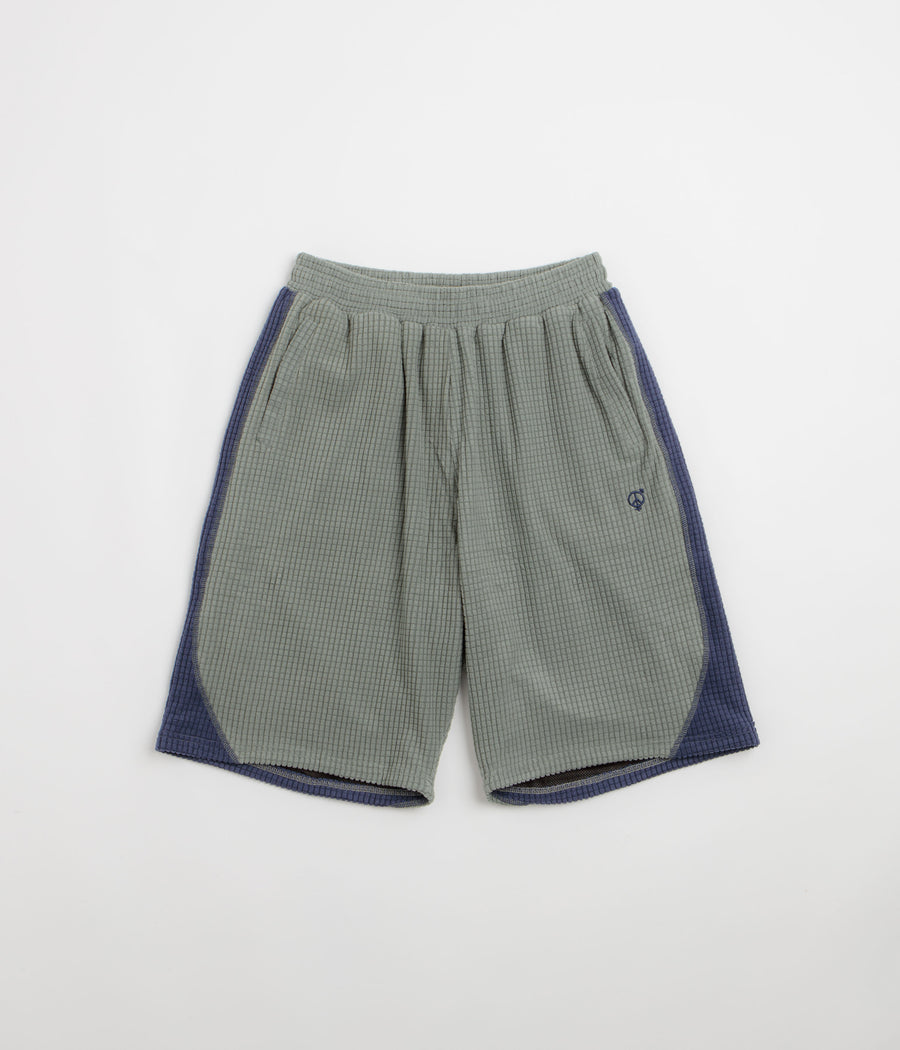 Sexhippies Grid Fleece Shorts - Sage / Navy