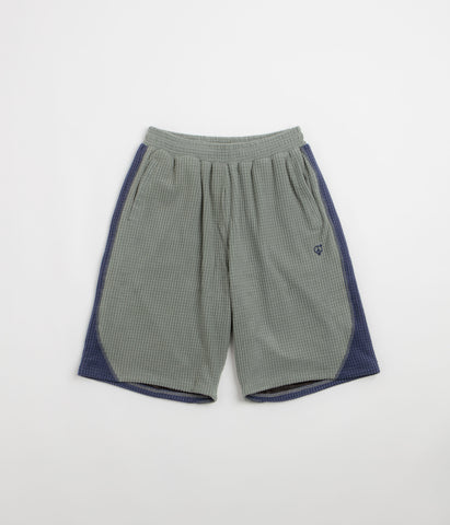 Sexhippies Grid Fleece Shorts - Sage / Navy | flatspot