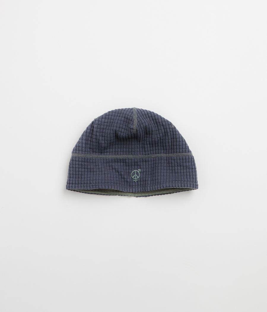 Sexhippies Reversible Grid Fleece Beanie - Navy / Sage