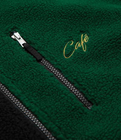 Skateboard Cafe Check Full Zip Fleece - Forest Green / Black /Gold