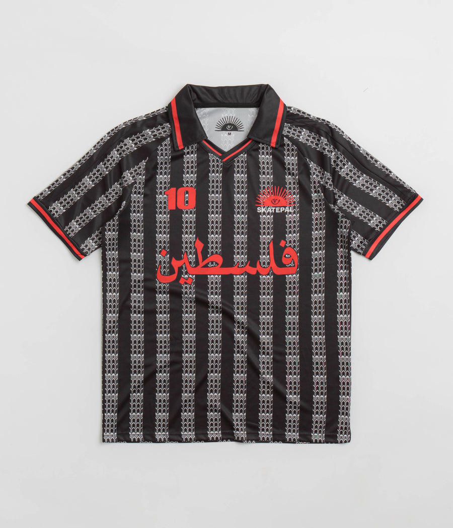 SkatePal Anniversary Football Shirt in Black and Red
