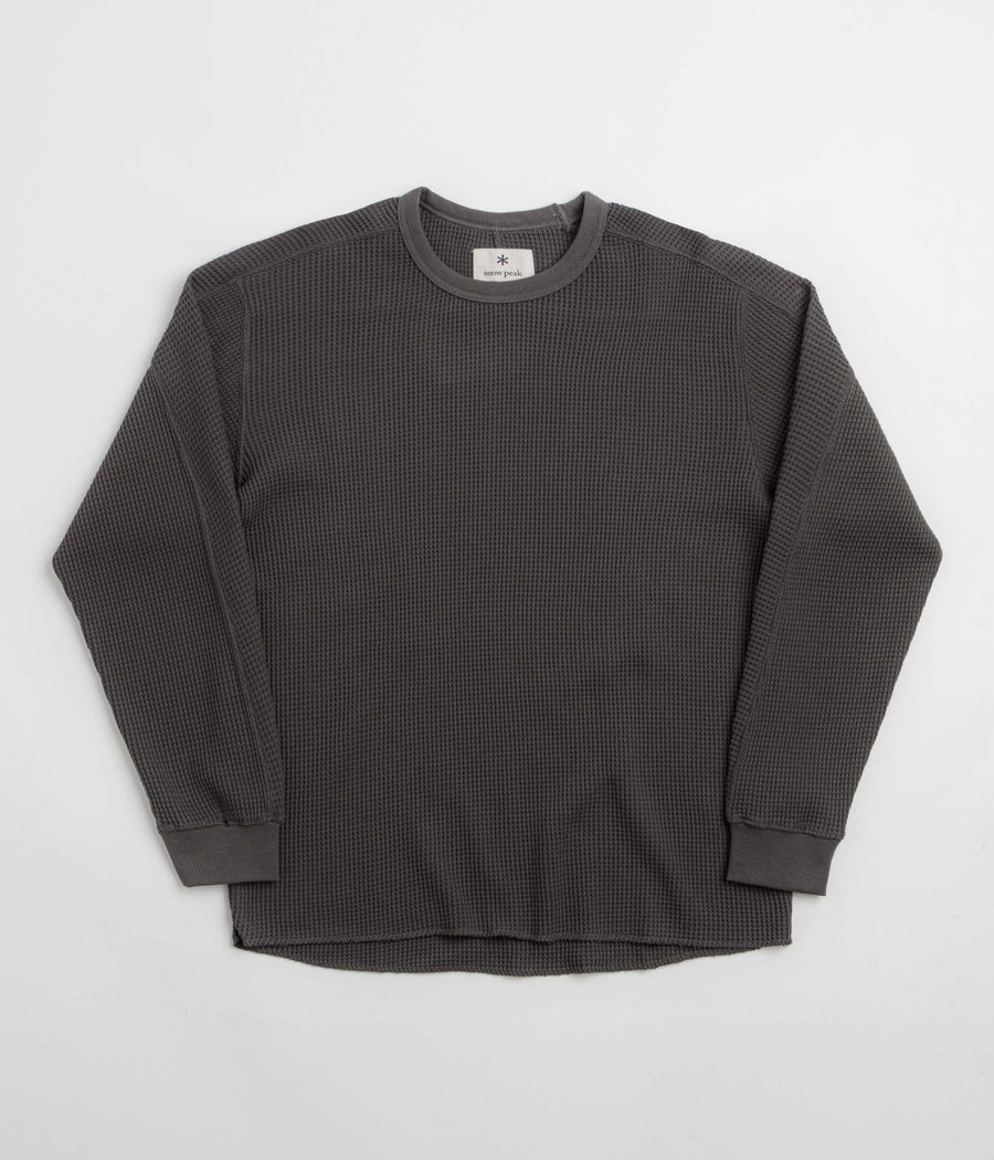Snow Peak Heavyweight Waffle Long Sleeve T-Shirt - Charcoal