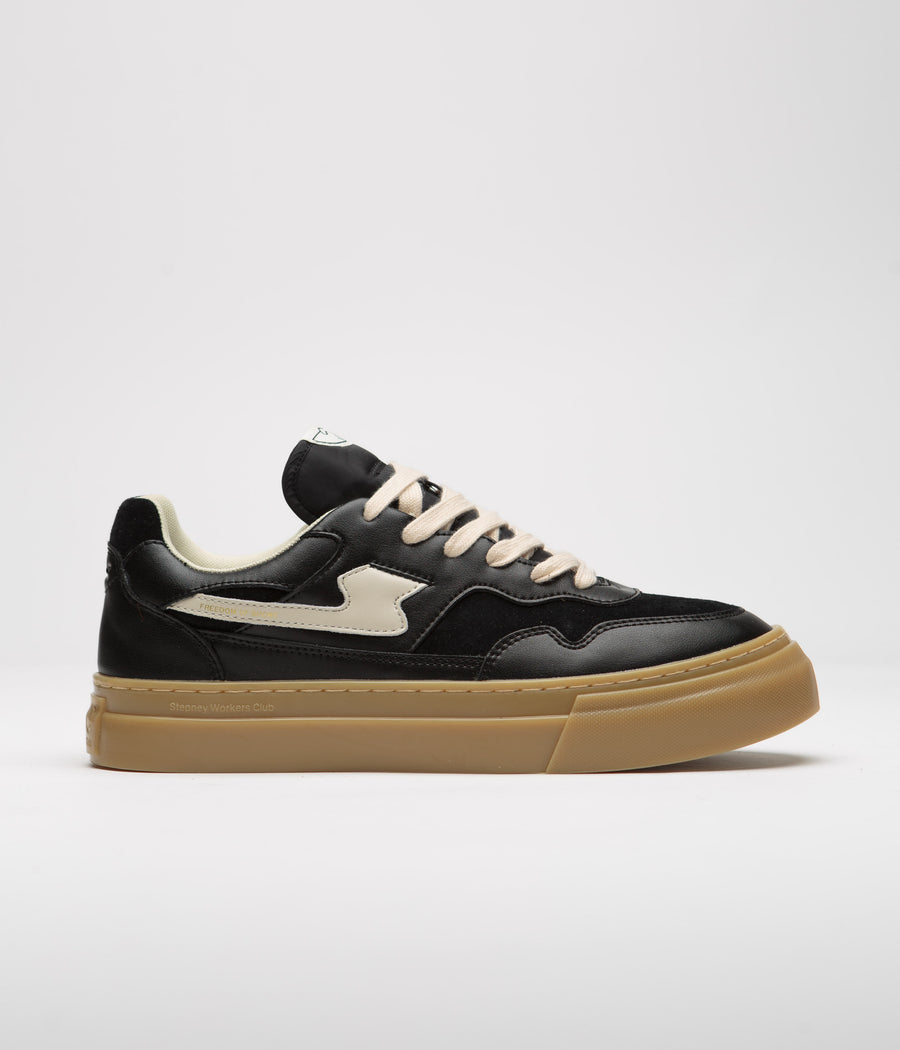 Stepney Workers Club Pearl S-Strike Leather Shoes in Black and Gum