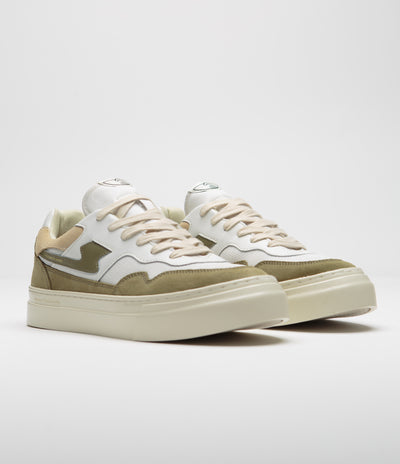 Stepney Workers Club Pearl S-Strike Suede Shoes - White / Moss