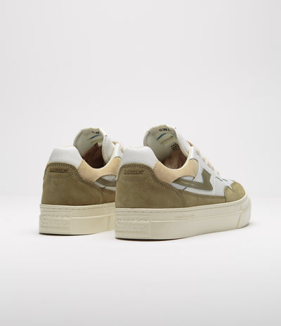 Stepney Workers Club Pearl S-Strike Suede Shoes - White / Moss