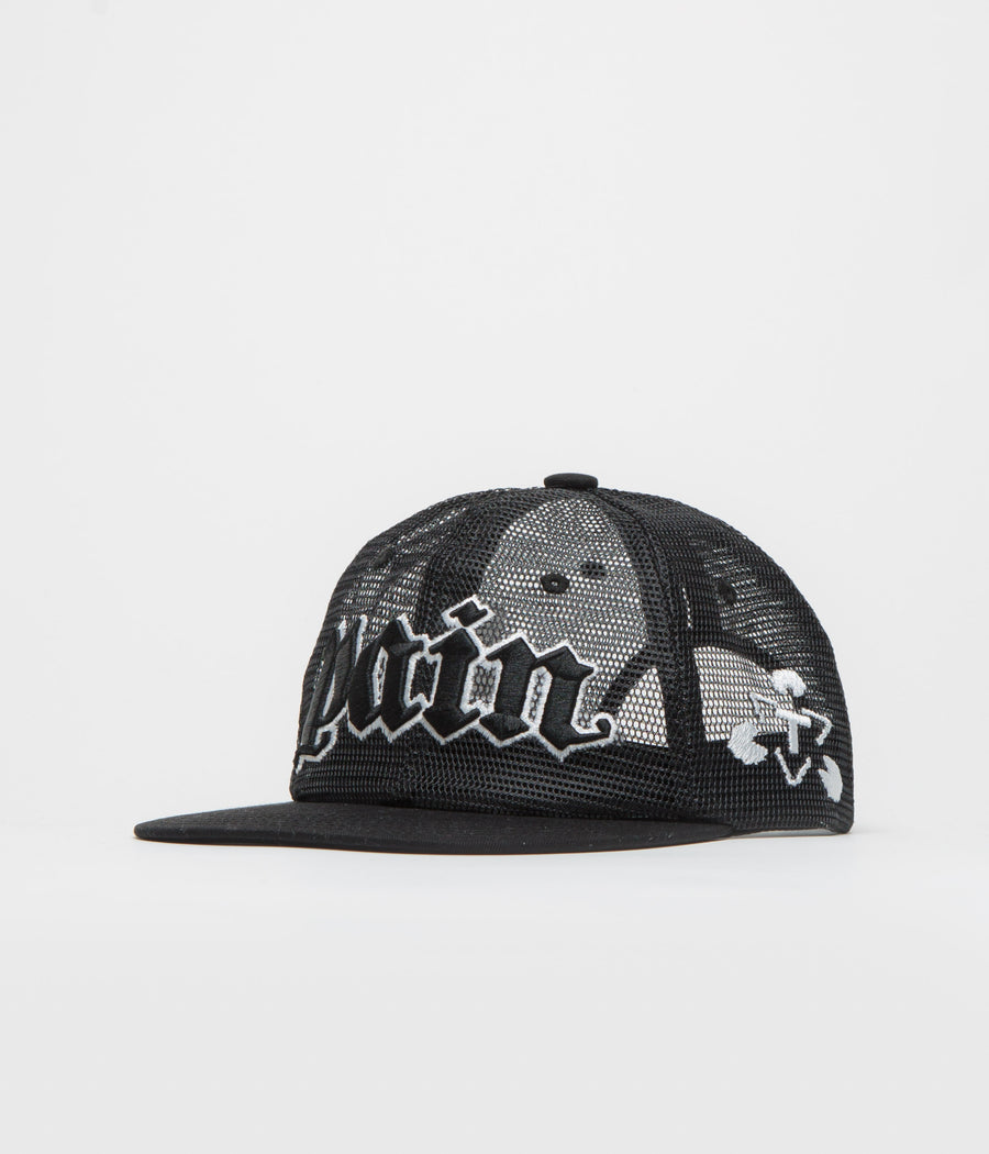 The Trilogy Tapes Pain All-Over Mesh Trucker Cap in Black