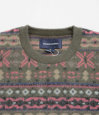 thisisneverthat Fair Isle Knit Sweatshirt - Olive