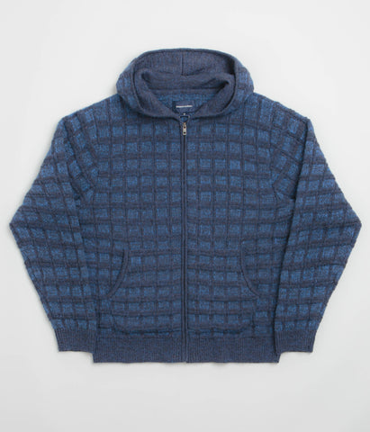 thisisneverthat Textured Knit Zip Hoodie - Navy | Flatspot