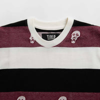Tired Sad Skull Striped Jacquard T-Shirt - Burgundy thumbnail