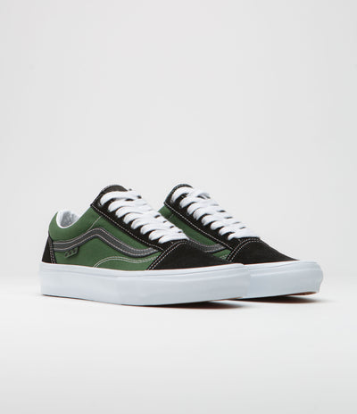 Vans Skate Old Skool Shoes in Safari Black and Greenery