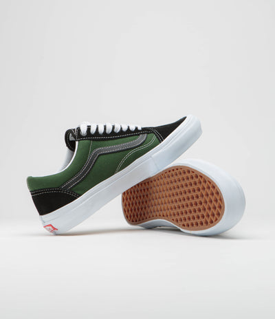 Vans Skate Old Skool Shoes in Safari Black and Greenery