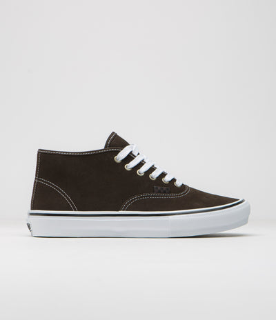 Vans Skate Authentic Mid VCU Shoes - Dark Brown / White