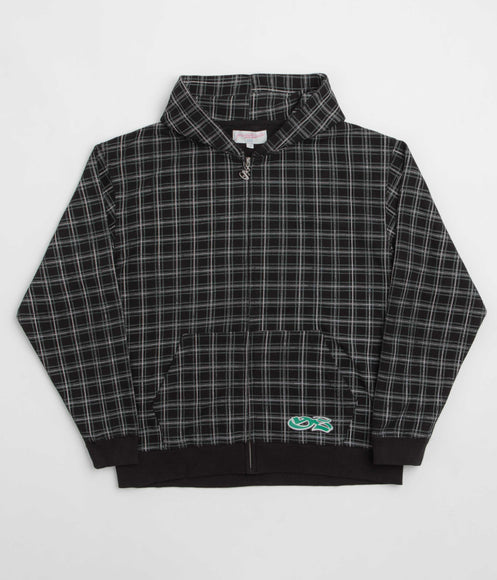 Yardsale Check Waffle Full Zip Hoodie - Black