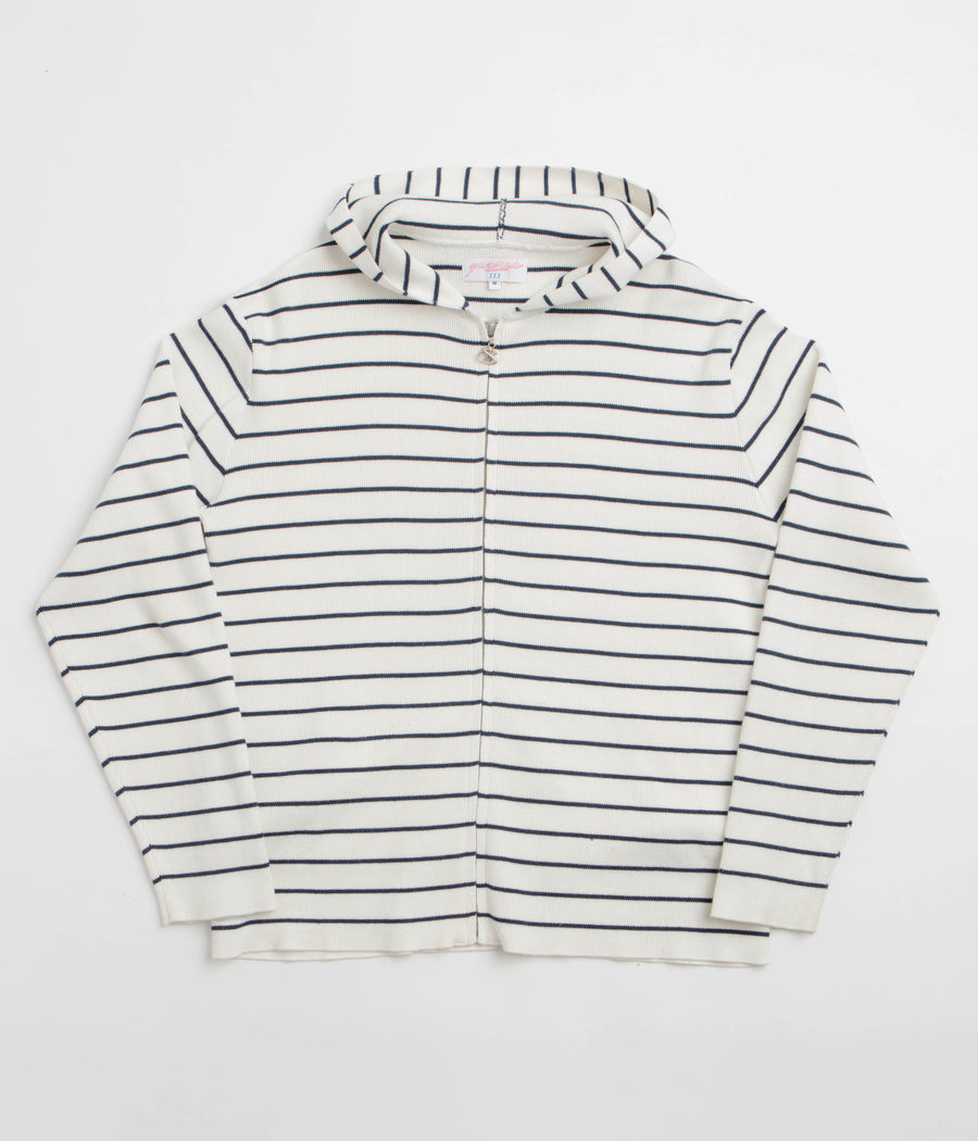 Yardsale French Knit Full Zip Hoodie in White and Navy