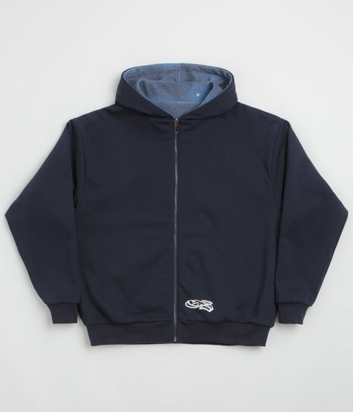 Yardsale Reversible Thermal Full Zip Hoodie - Navy / Navy | flatspot