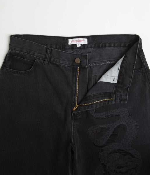 Yardsale Snake Denim Shorts - Black | flatspot
