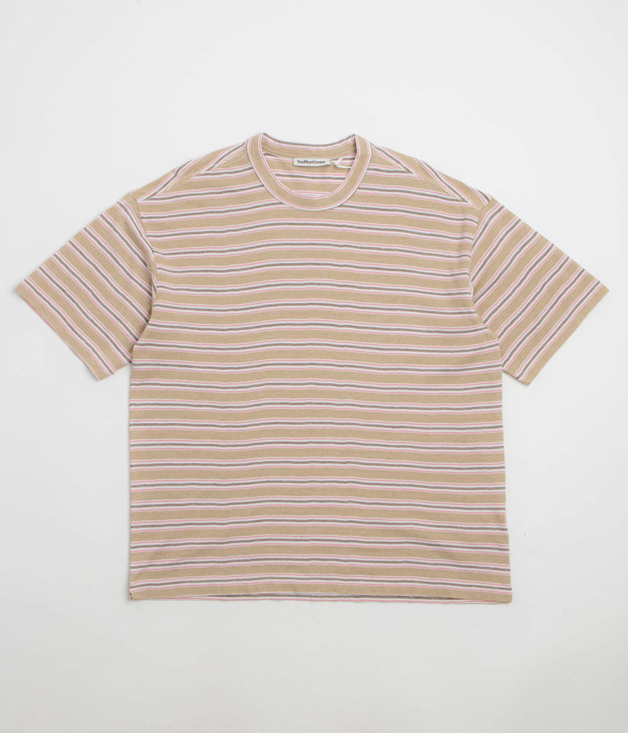 YMC Triple T-Shirt in Taupe and Multi