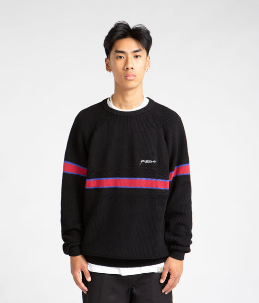 送料無料ライン対応ショップ限定キャンペーン Yardsale Arrow Knitted Crewneck Sweatshirt - Black / Red トップス