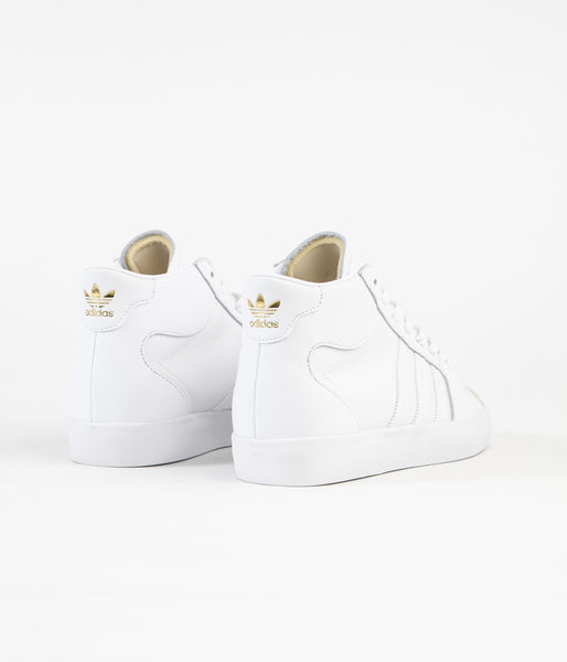 White and gold adidas high tops cheap