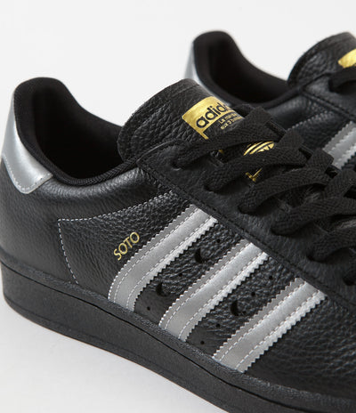 Adidas Superstar ADV 'Soto' Shoes in Core Black and Silver Metallic / Gold Metallic