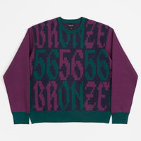 Bronze 56K Old E Crewneck Sweatshirt in Purple and Teal thumbnail
