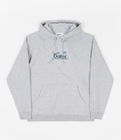 Butter Goods Flowers Classic Logo Pullover Hoodie in Heather Grey