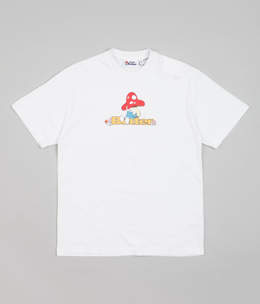 【BUTTER GOODS】 LAZY LOGO TEE (WHITE) Butter Goods x The Smurfs Lazy Logo T-Shirt in White Butter