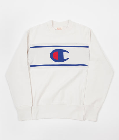 Champion Jacquard Insert Crewneck Sweatshirt Cream Flatspot